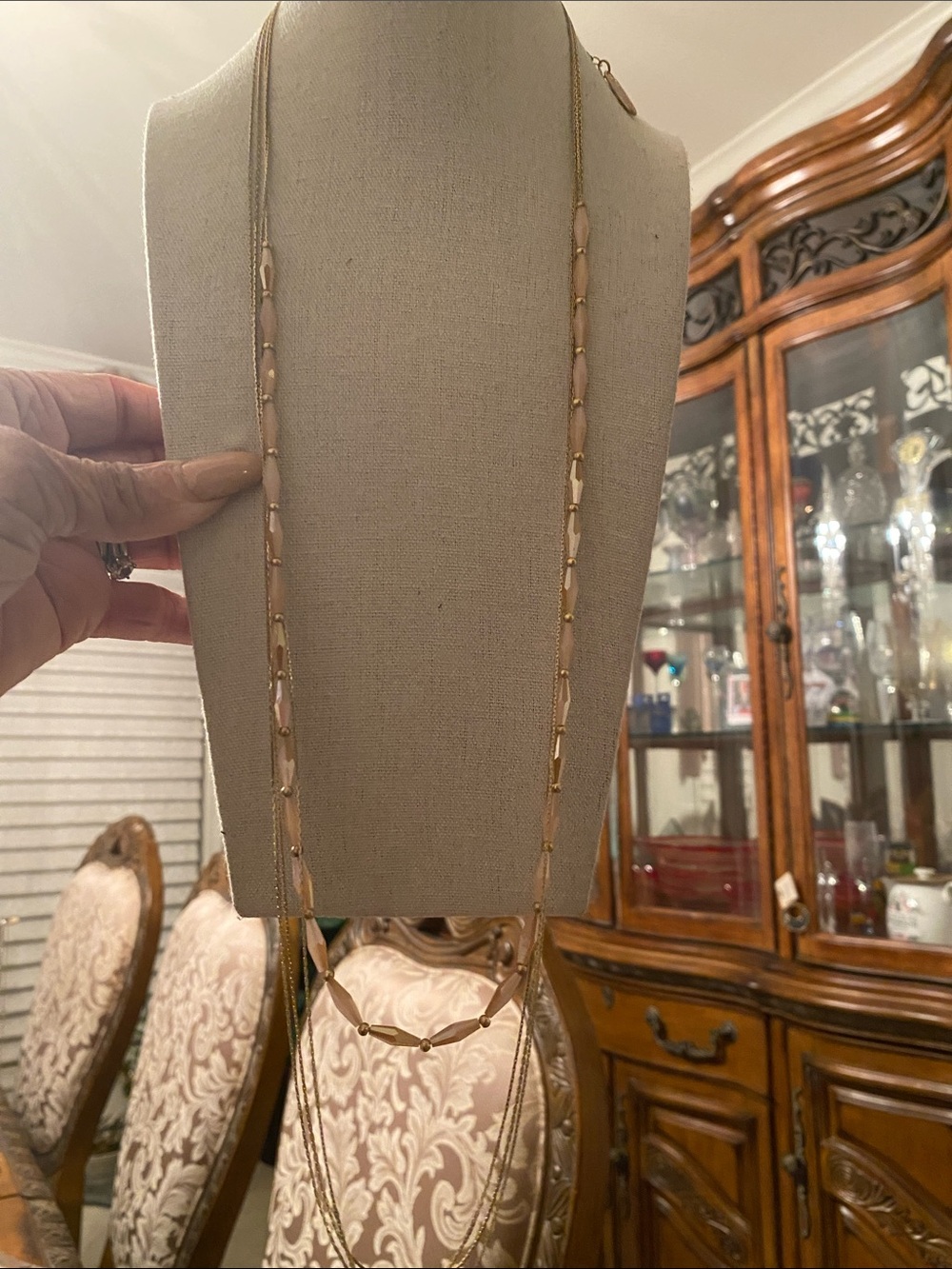 Plunder Gold and Nude Beaded Layered Necklace